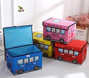 Bus storage box for toys and clothes